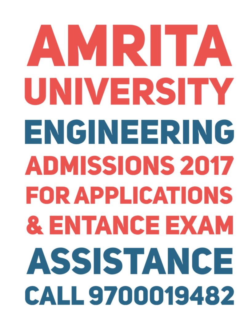 AMRITA UNIVERSITY ADMISSIONS 2017