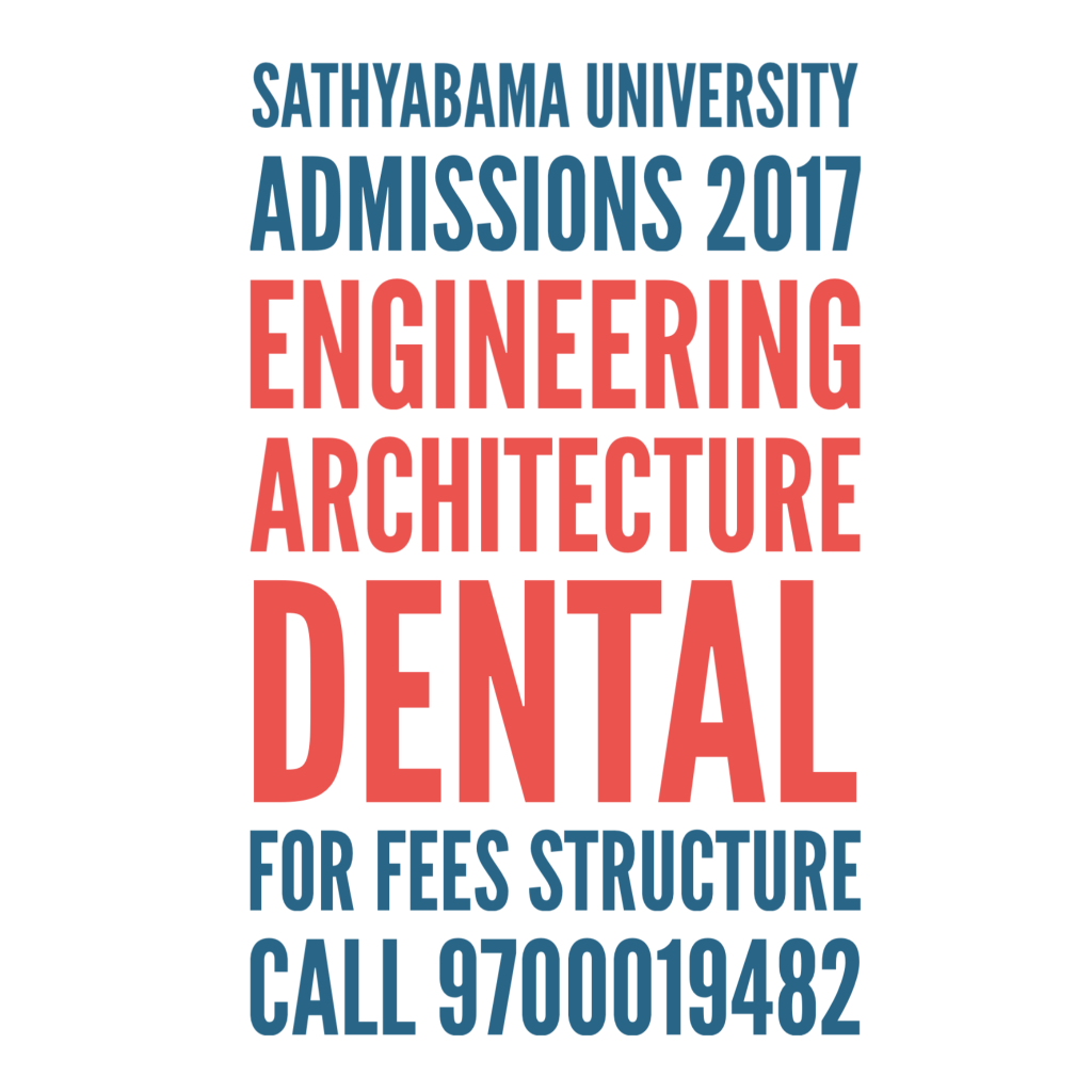 Sathyabama University Admissions 2017