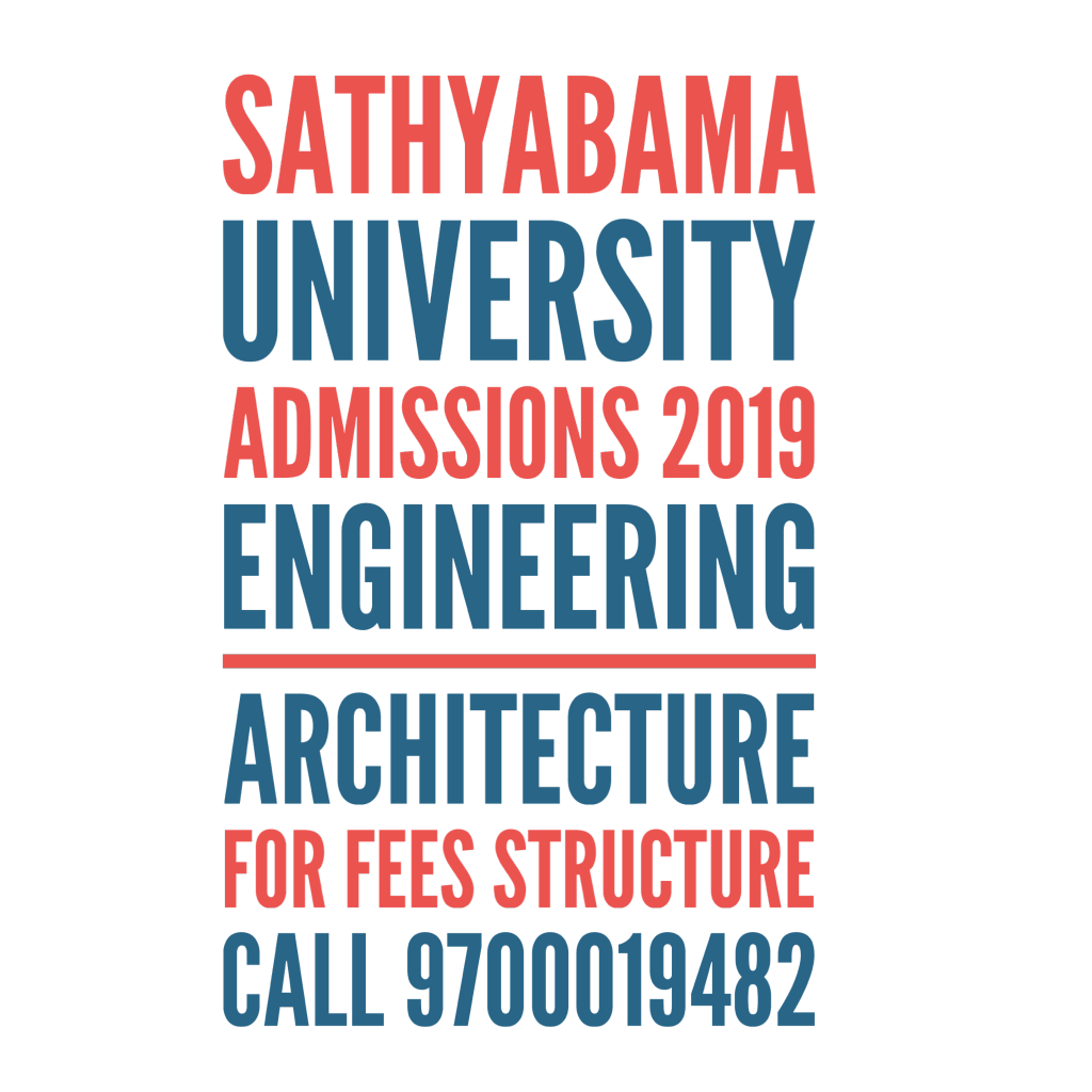 SATHYABAMA UNIVERSITY ADMISSIONS 2019